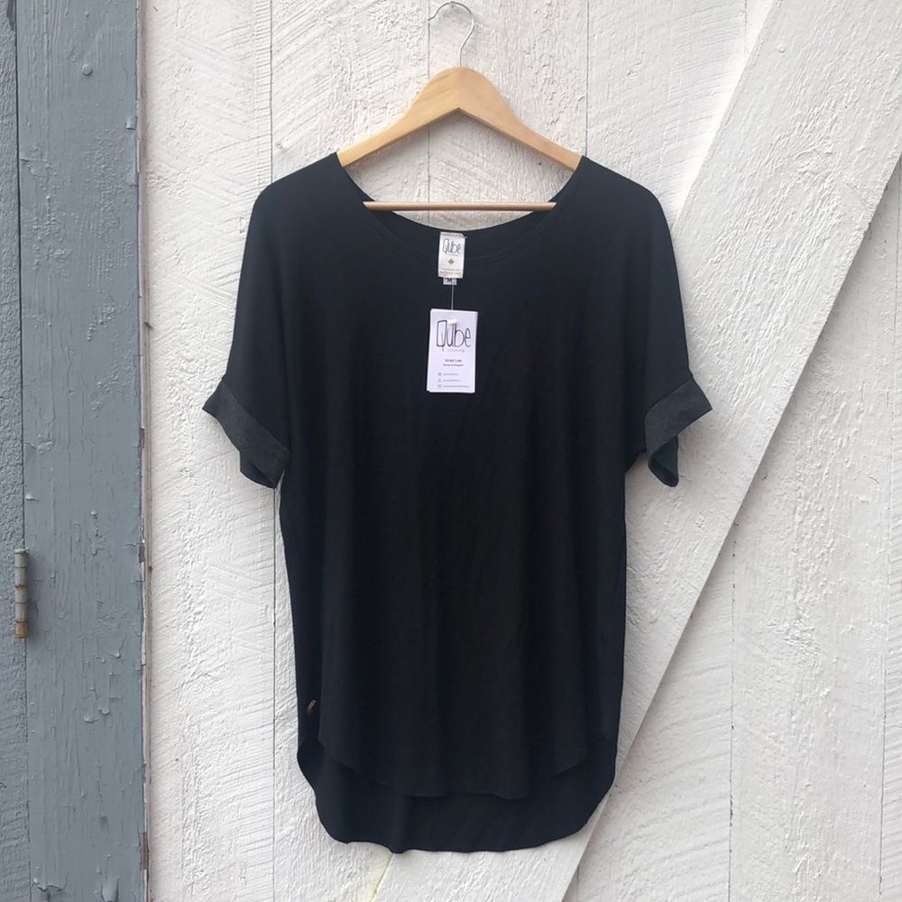 New Black Short Sleeve Modal Tee Made in Canada Size Medium